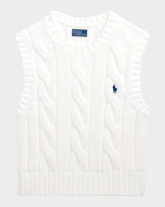 Cable-Knit Cotton Cropped Vest